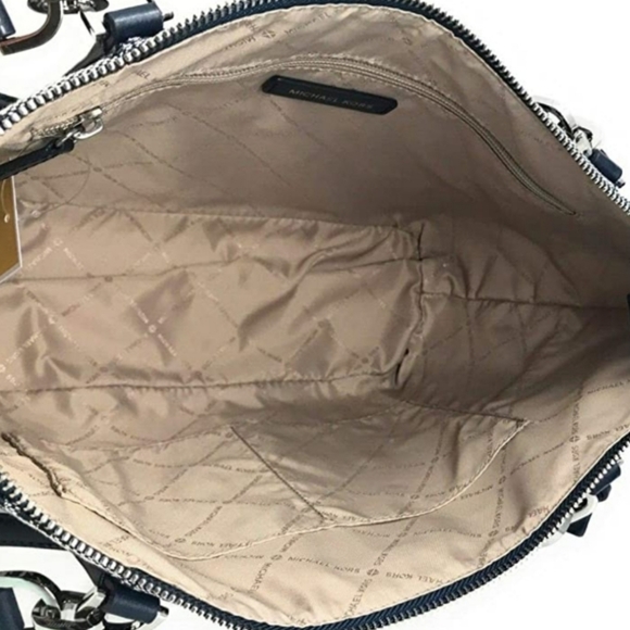 Michael Kors Bedford Logo Large Blue Shoulder Bag - Picture 5 of 7